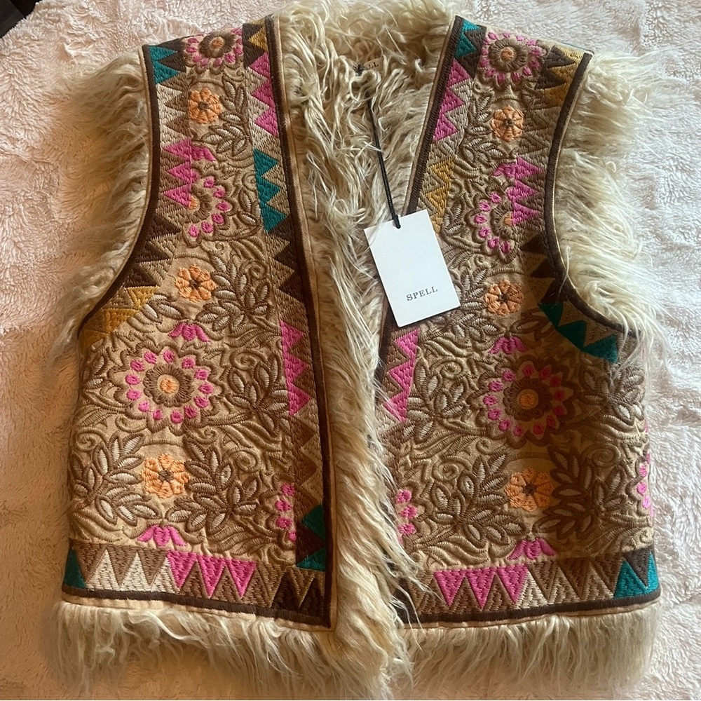 NWT Spell Rue Embroidered Vest Eclectic Size Large